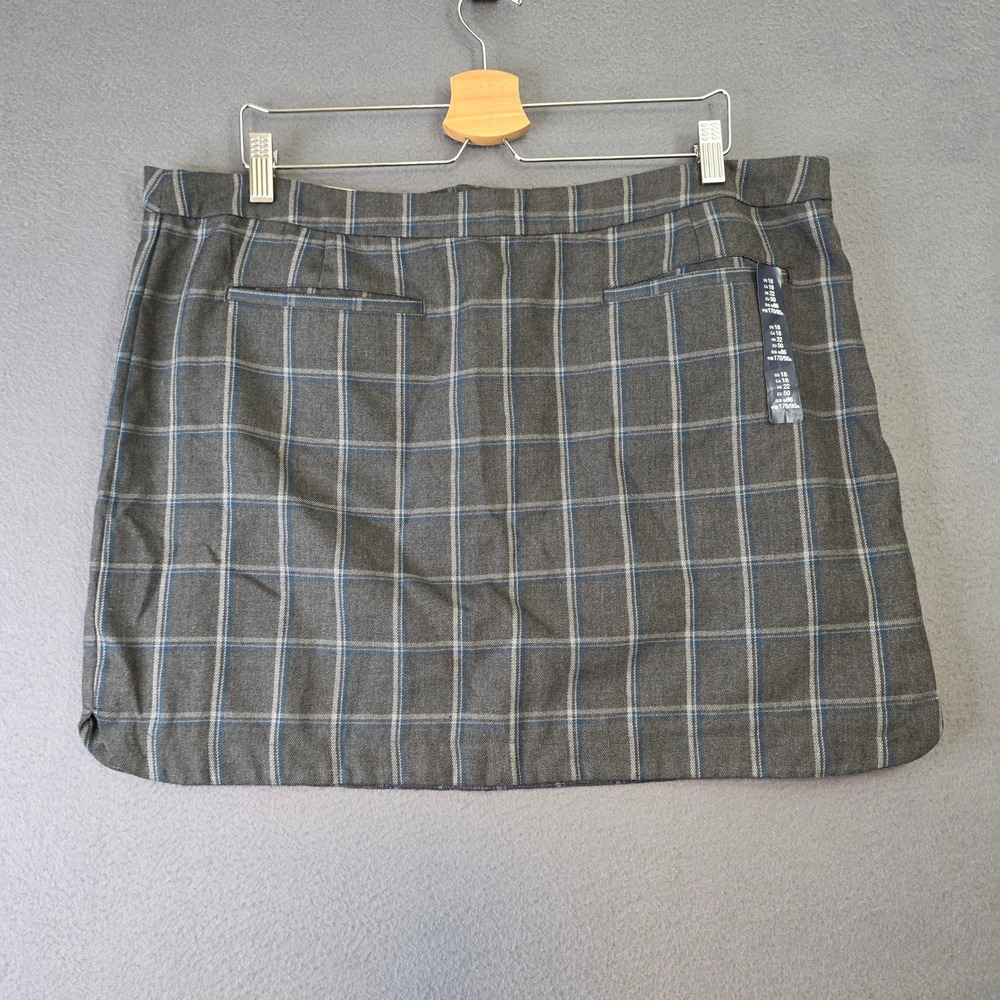Gap Womens Gray Plaid Mini Skirt Size 18 NWT Side Zip Lined Career Casual